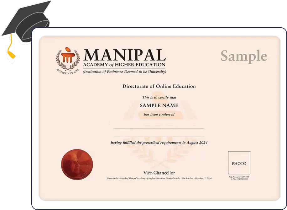 Official certificate layout for the SMU Online MBA in Human Resource Management featuring clean borders and structured format